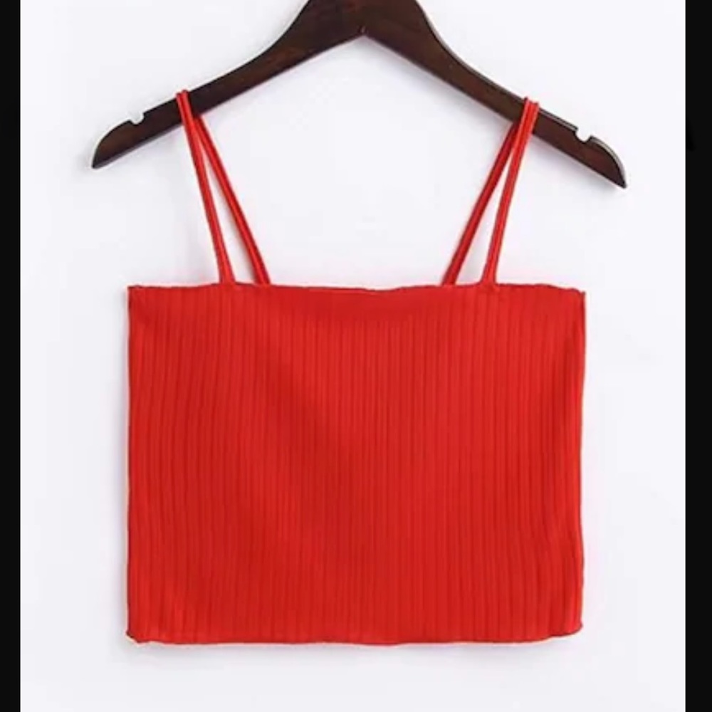 Square Neck Ribbed Crop Top - Picture 3 of 4